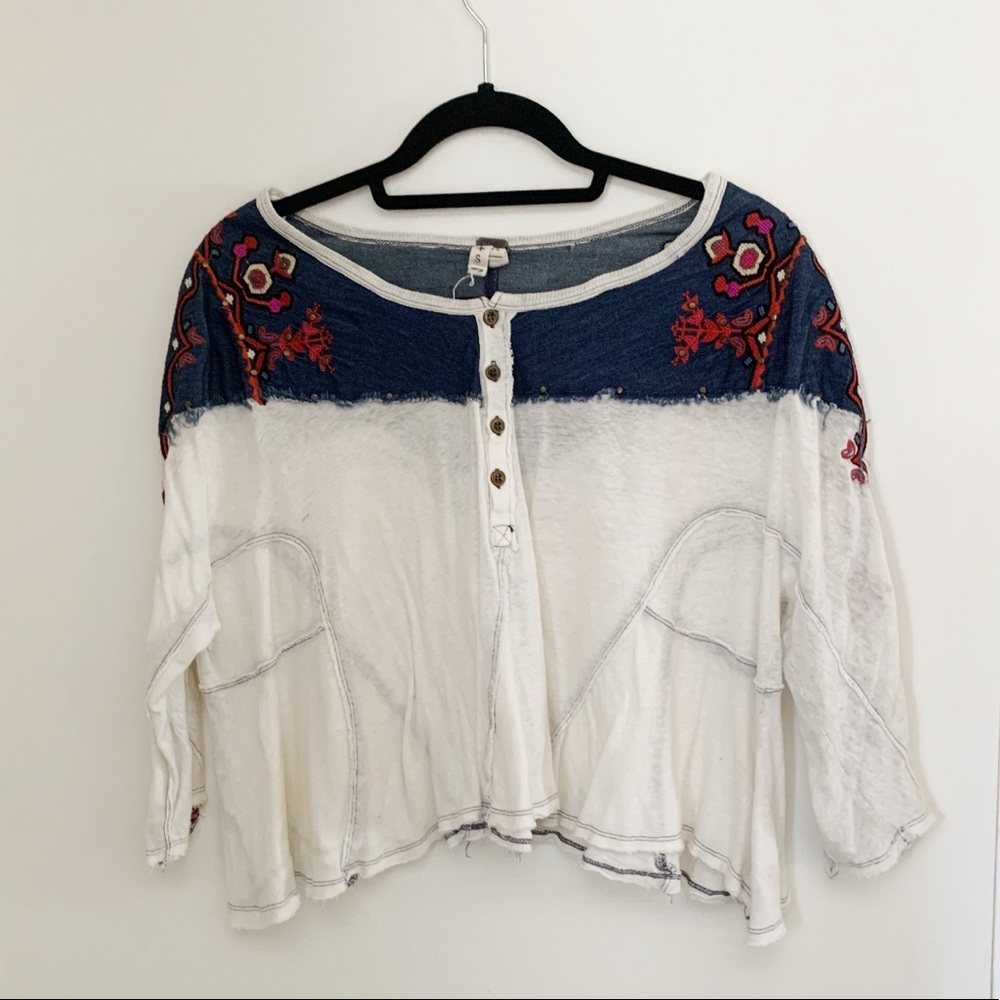 Free People Embroidered Top Size Small